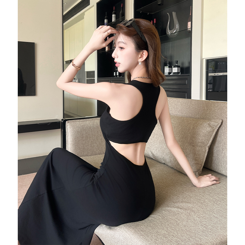 2026 Summer Open Back Striped Tank Dress Women Slim Fit Bodycon Long Dress - Image 4