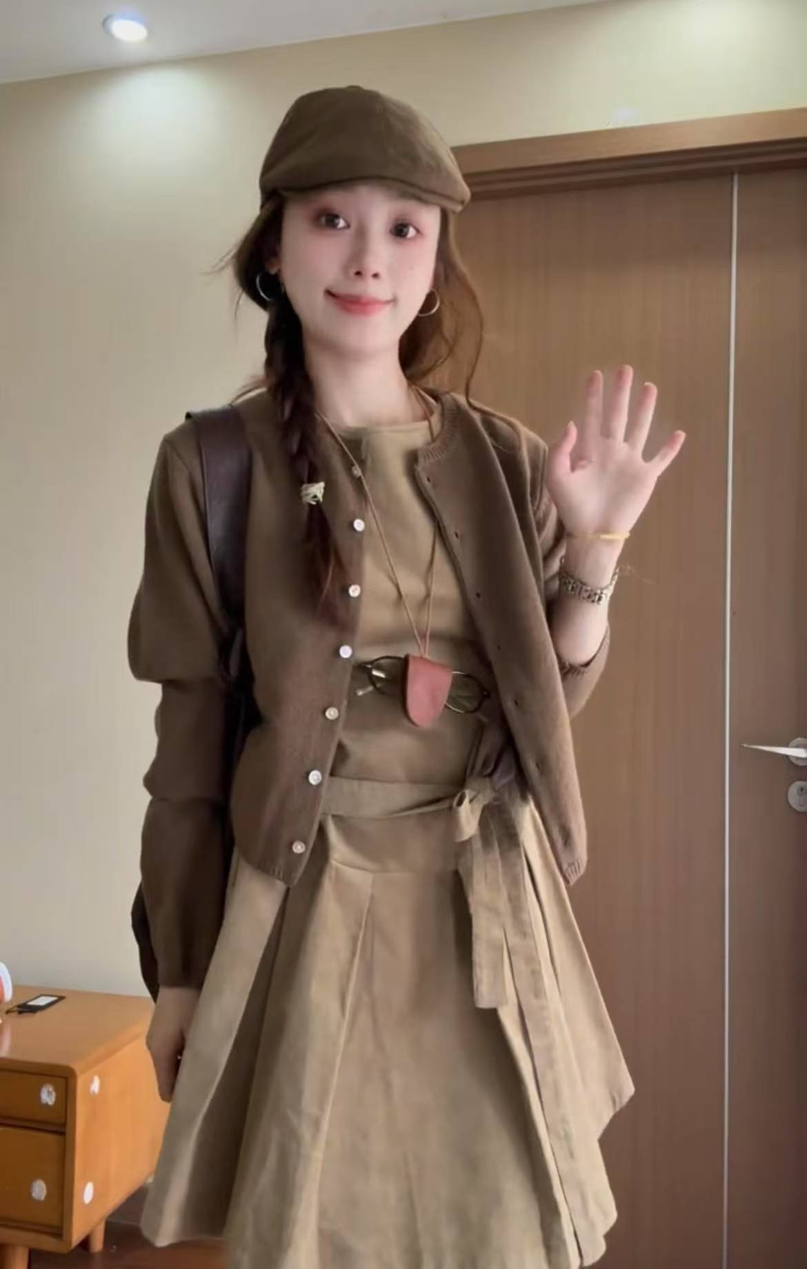 French Retro Sleeveless Tank Dress with Cardigan Two-Piece Set