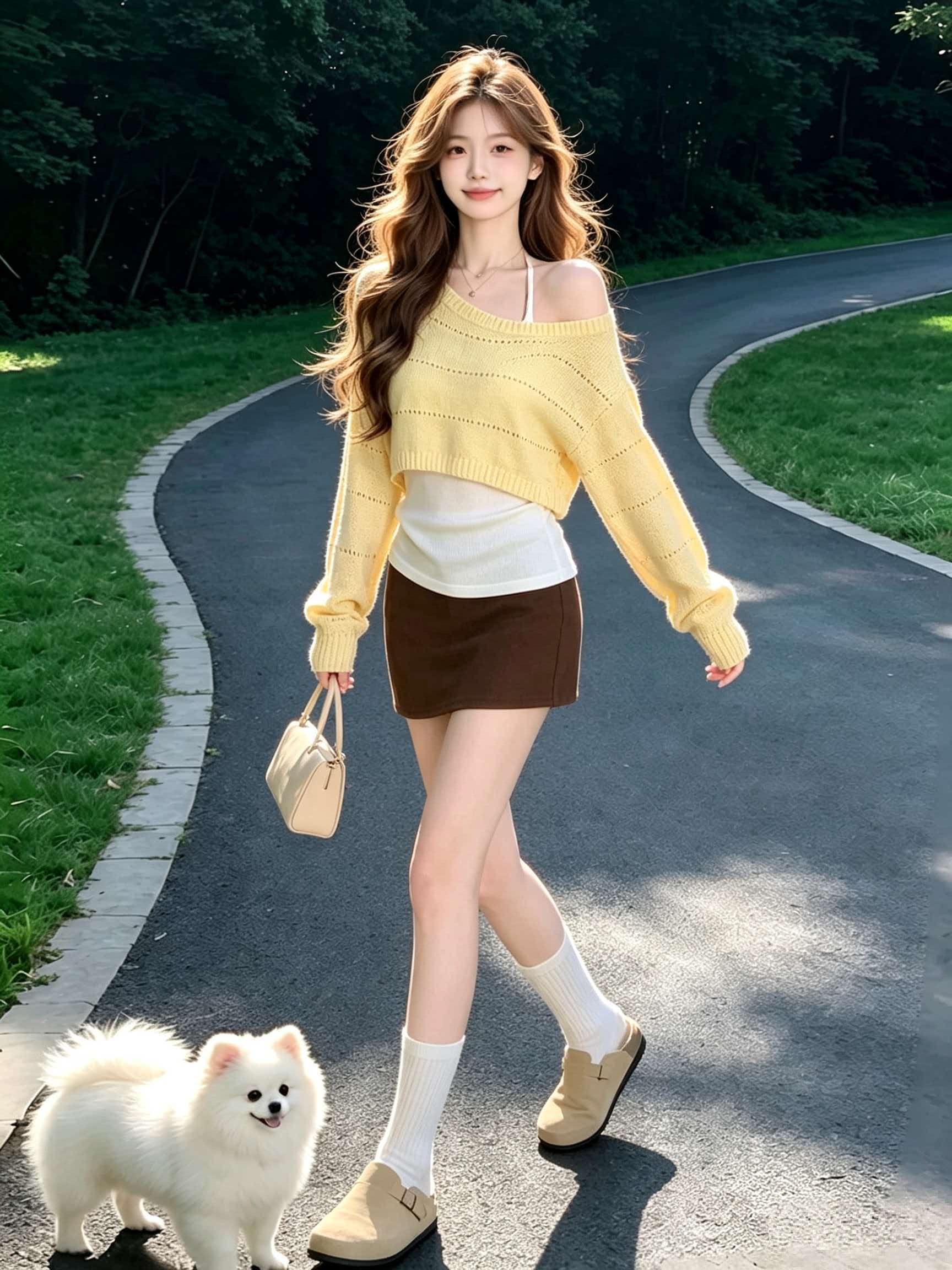 Yellow Knit Cropped Cardigan Long Sleeve 2026 Fall Women Two-Piece Top - Image 4